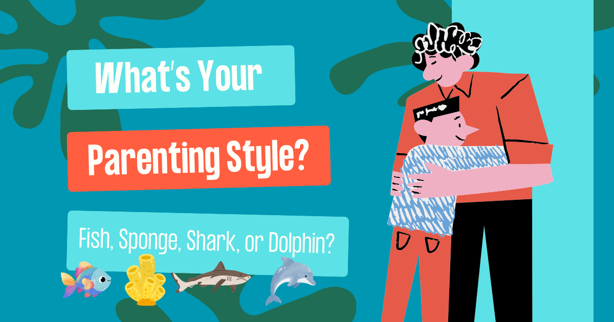parenting styles fish, sea sponge, tiger shark, dolphin